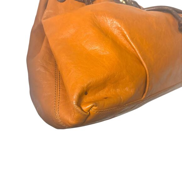 Michael Kors Drawstring Bucket Bag Phoebe Brown Tan Leather Handbag Hobo Purse - Picture 8 of 12